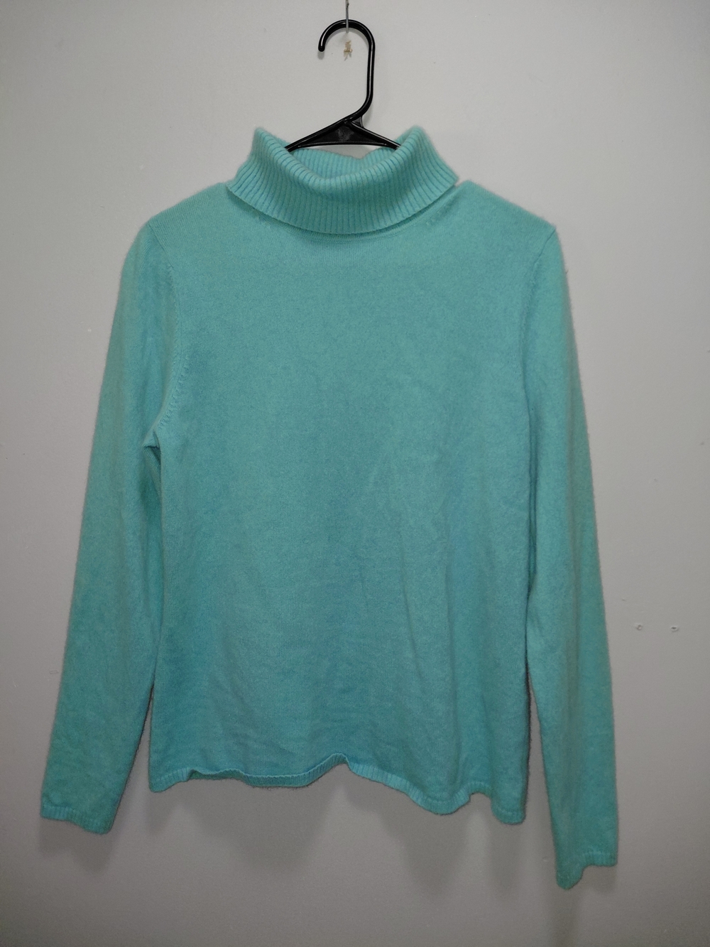Chadwicks Aqua 100% Cashmere Turtleneck Pullover Sweater Large